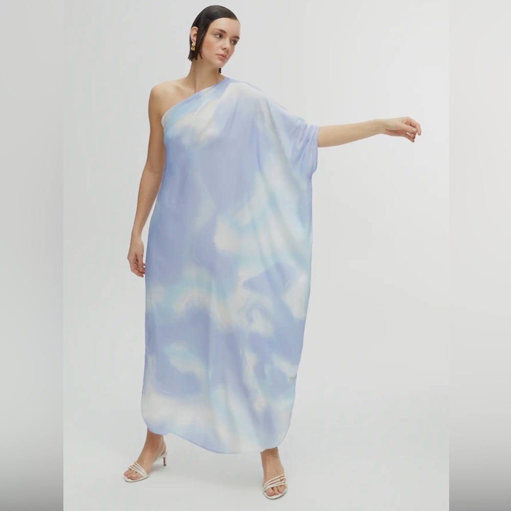 Nocturne One Shoulder Cape Mid Dress Resortwear NWT Size M Vacation Ready - Picture 2 of 5